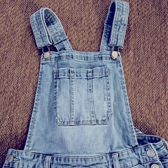 No Boundaries Jeans cut off overalls juniors size large 11-13 - Picture 4 of 8